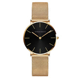 Damen Stylische Gold Quarz Uhr
