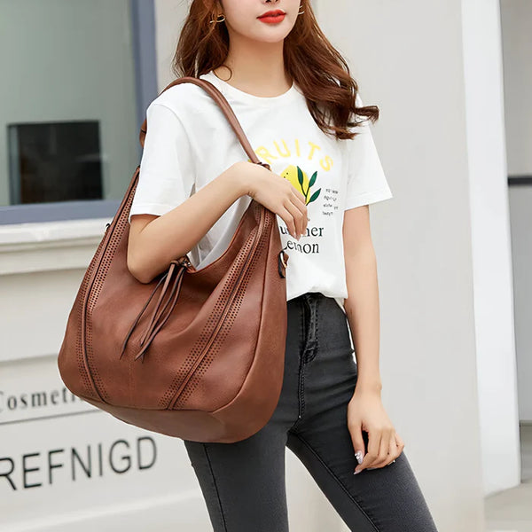 2-teiliges Set: Damen-Shopper & Crossbody-Tasche aus Leder