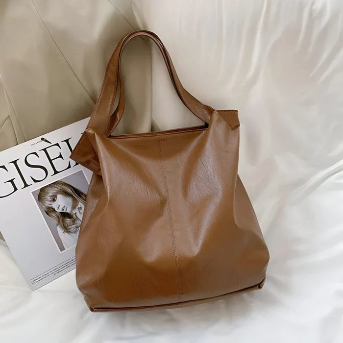 Große Retro-Leder-Tote-Bag für Damen