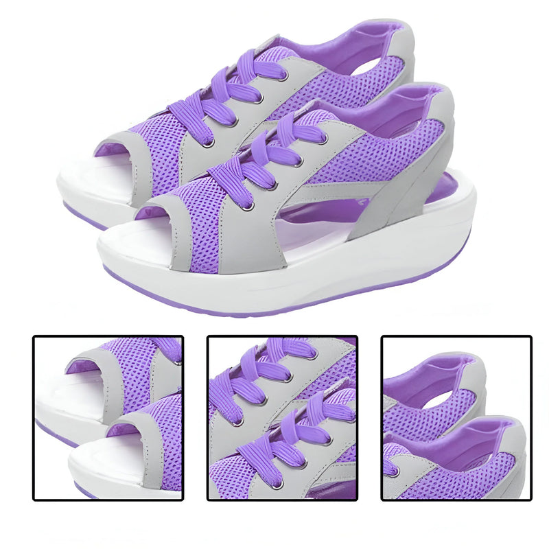 Damen Schnür-Platform Muffin Sandalen