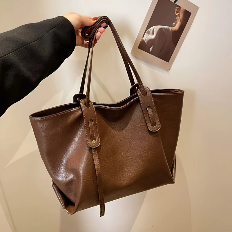 Damen Stilvolle Schulterhandtasche aus Leder