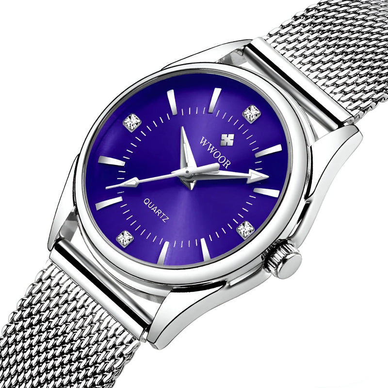 Damen Luxus Gold Mesh Quarz Uhr