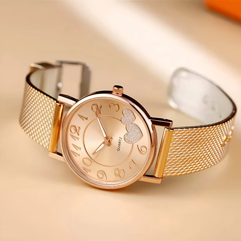 Damen Minimalistische Mesh Armband Quarz Uhr