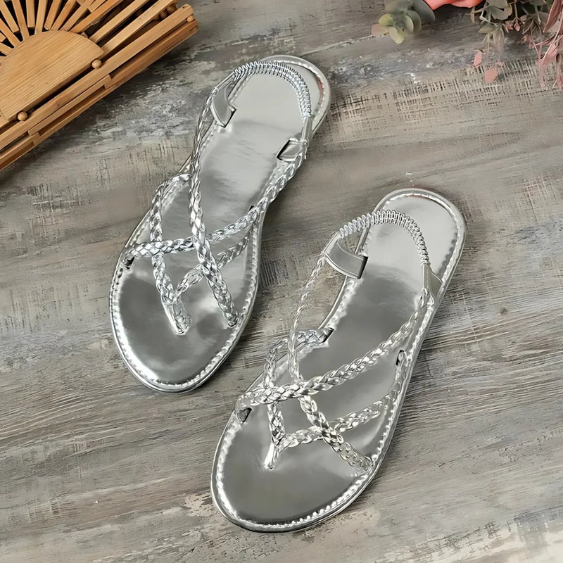 Damen geflochtene Clip-Zehen Sommersandalen