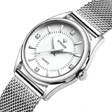 Damen Luxus Gold Mesh Quarz Uhr