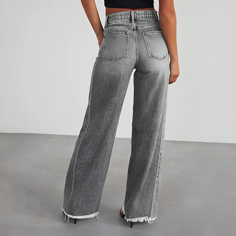 Damen High-Waist Weite-Leg Denim-Jeans