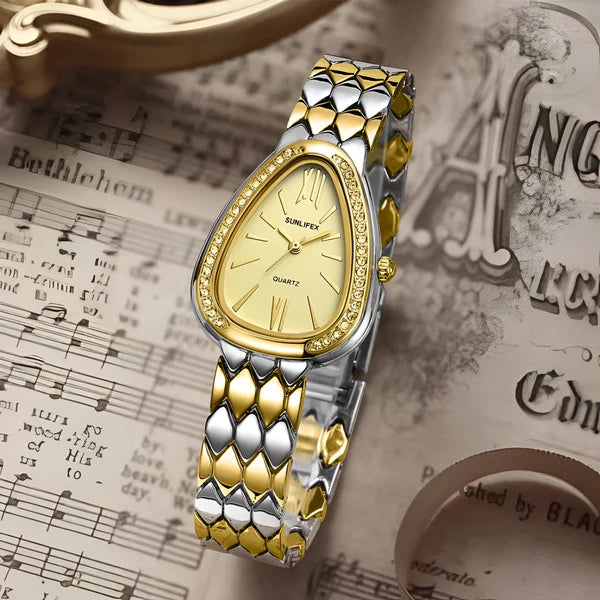 Kristall-Akzent Oval Armband Uhr