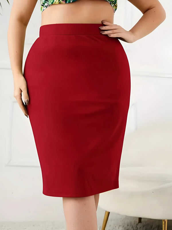 Damen Casual High-Waist Schlitzrock