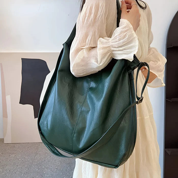 Große Retro-Leder-Tote-Bag für Damen