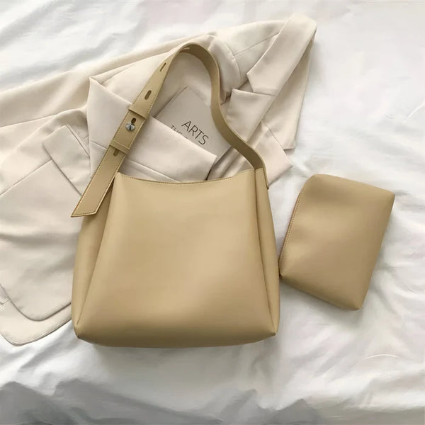 Schulterhandtasche mit großer Kapazität und passender Tasche