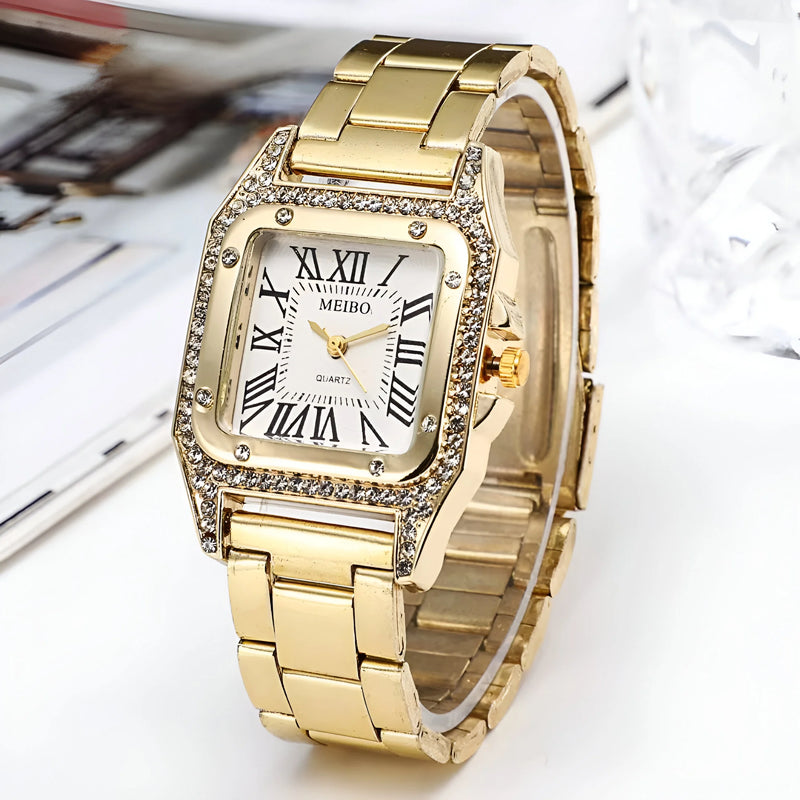 Damen Quadrat & Verstellbares Armband Quarz Uhr