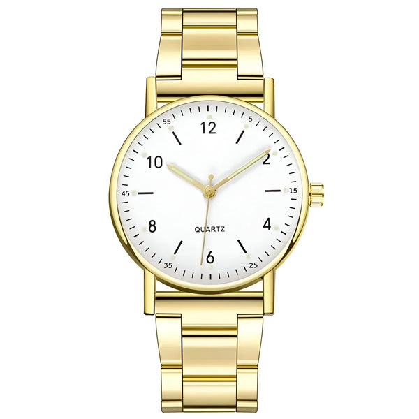 Damen Leuchtende Edelstahl Quarz Uhr