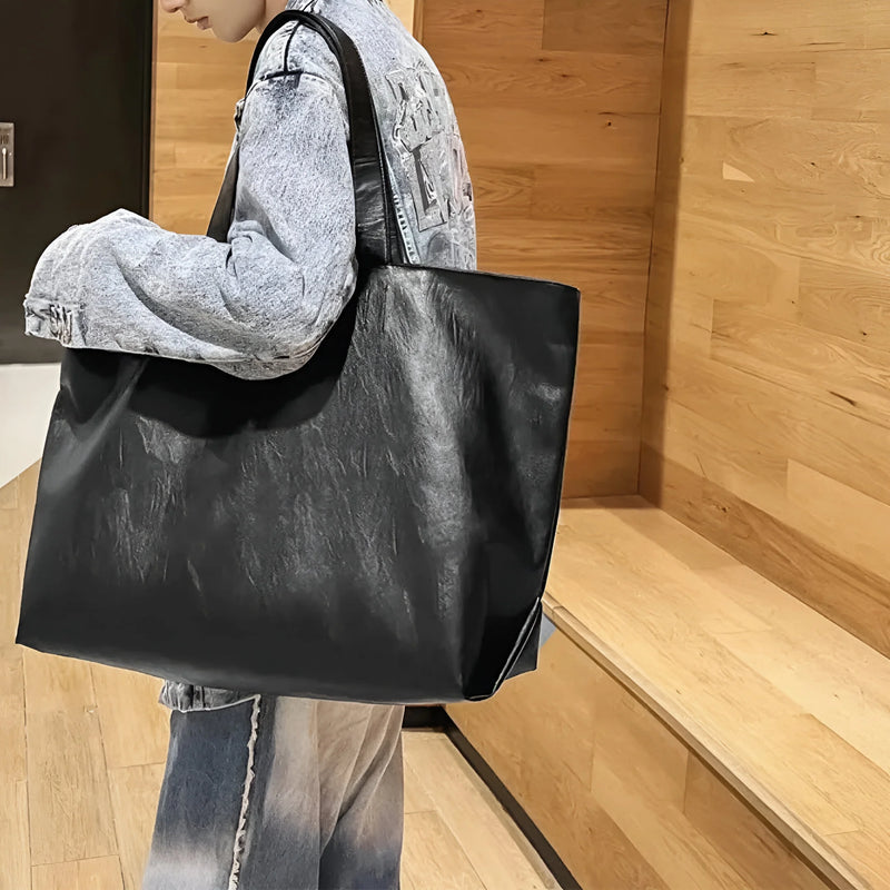 Damen Übergroße Weiche Schultertasche aus Leder