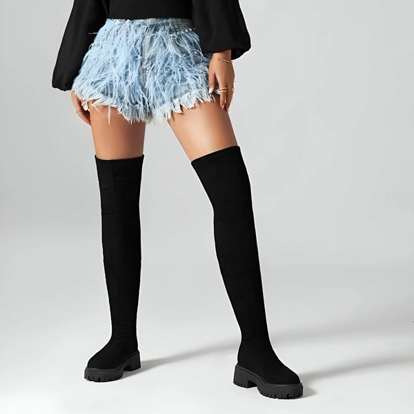 Damen Überknie-Stretch-Stiefel