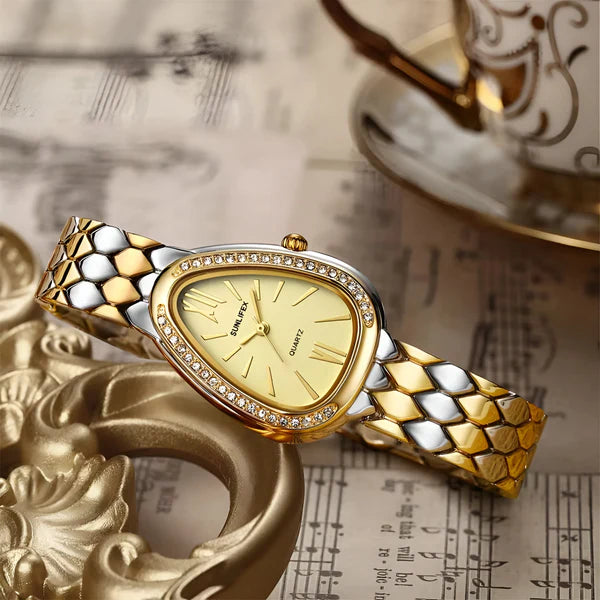 Kristall-Akzent Oval Armband Uhr