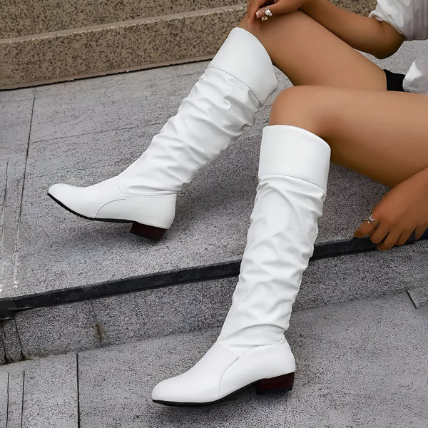 Damen Kniehohe Lederstiefel