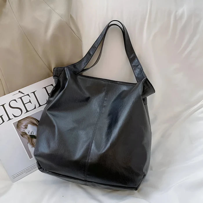 Große Retro-Leder-Tote-Bag für Damen