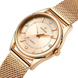 Damen Luxus Gold Mesh Quarz Uhr