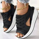 Damen Schnür-Platform Muffin Sandalen