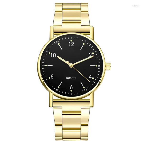 Damen Leuchtende Edelstahl Quarz Uhr