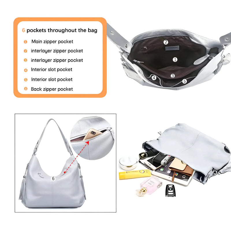 Damen-Trendige Schultertasche aus Leder mit Quaste