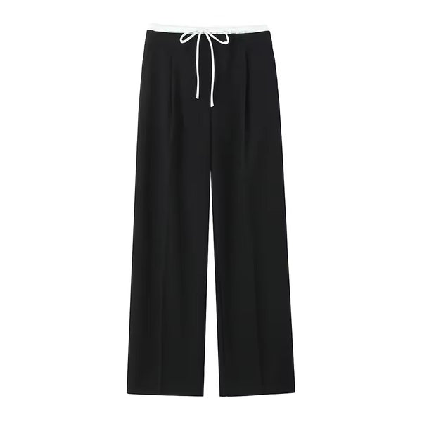 Damen High-Waist Lace-Up Straight-Hose