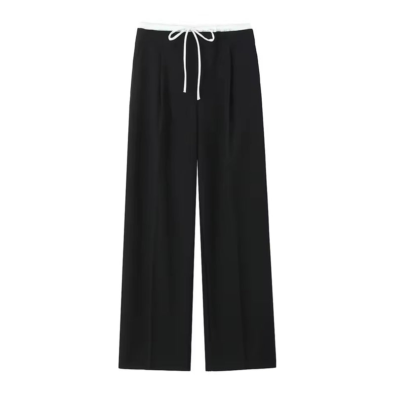 Damen High-Waist Lace-Up Straight-Hose