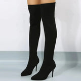 Damen Over-the-Knee Strick-Stiletto-Stiefel
