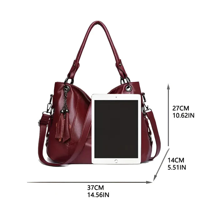 Damen-Crossbody-Designertasche aus Leder mit Quaste