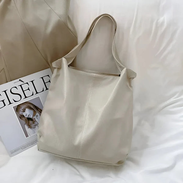 Große Retro-Leder-Tote-Bag für Damen