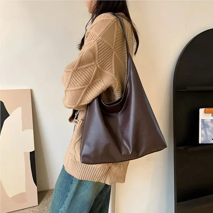 Vintage Schultertasche aus weichem Leder für Damen