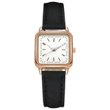 Damen Quadrat Zifferblatt & Lederarmband Uhr