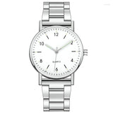 Damen Leuchtende Edelstahl Quarz Uhr