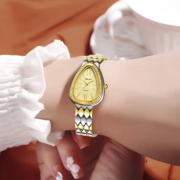 Kristall-Akzent Oval Armband Uhr