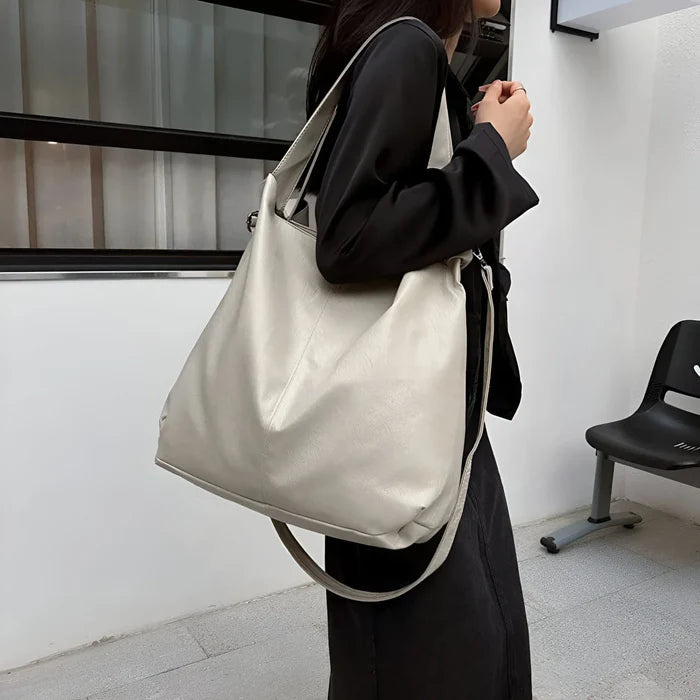 Große Retro-Leder-Tote-Bag für Damen