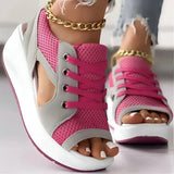 Damen Schnür-Platform Muffin Sandalen