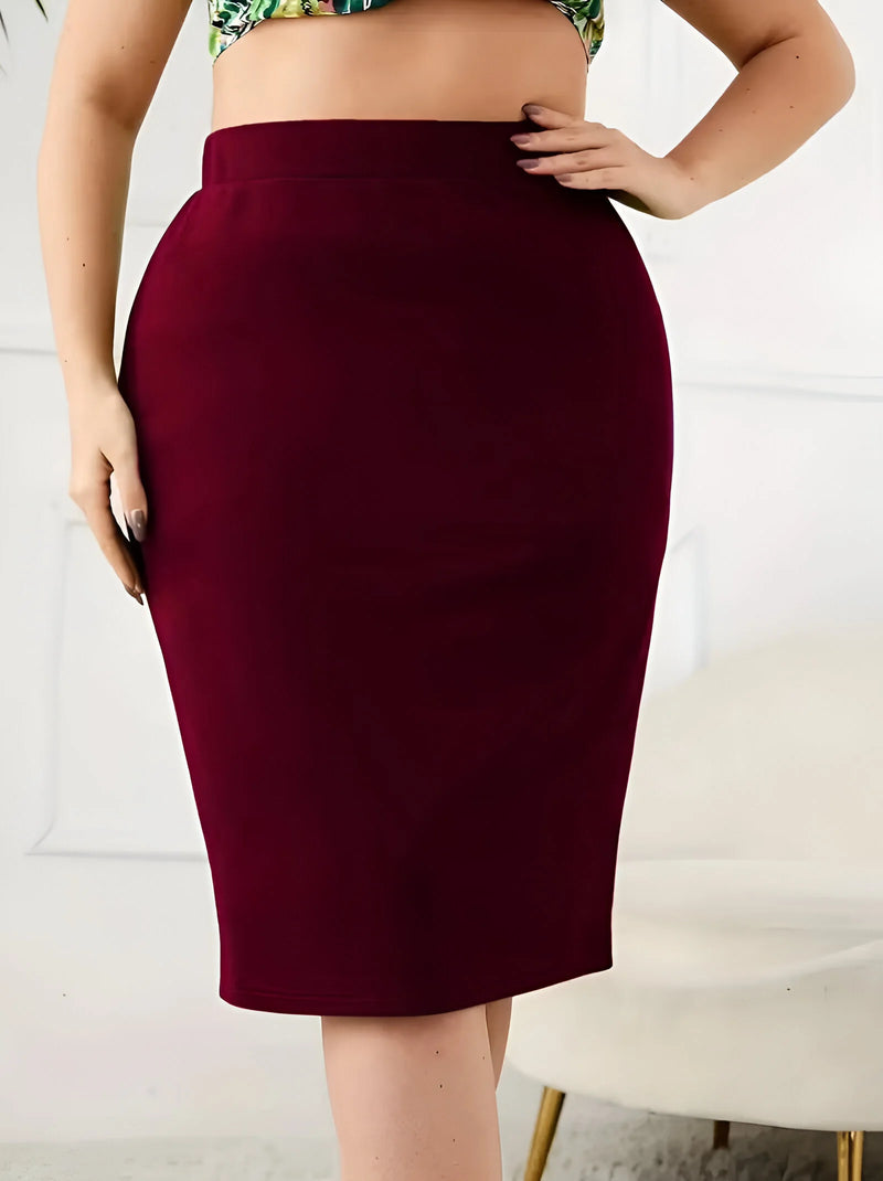 Damen Casual High-Waist Schlitzrock