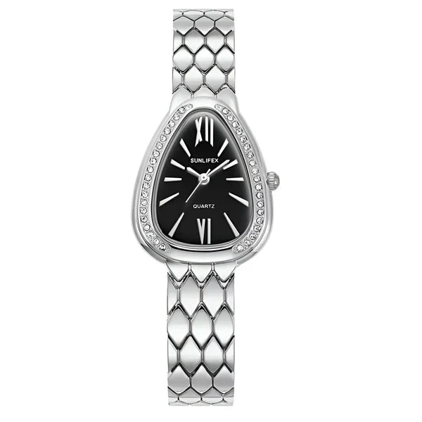 Kristall-Akzent Oval Armband Uhr