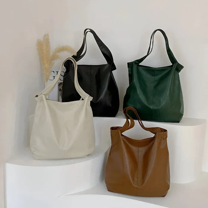 Große Retro-Leder-Tote-Bag für Damen