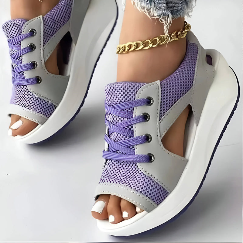 Damen Schnür-Platform Muffin Sandalen