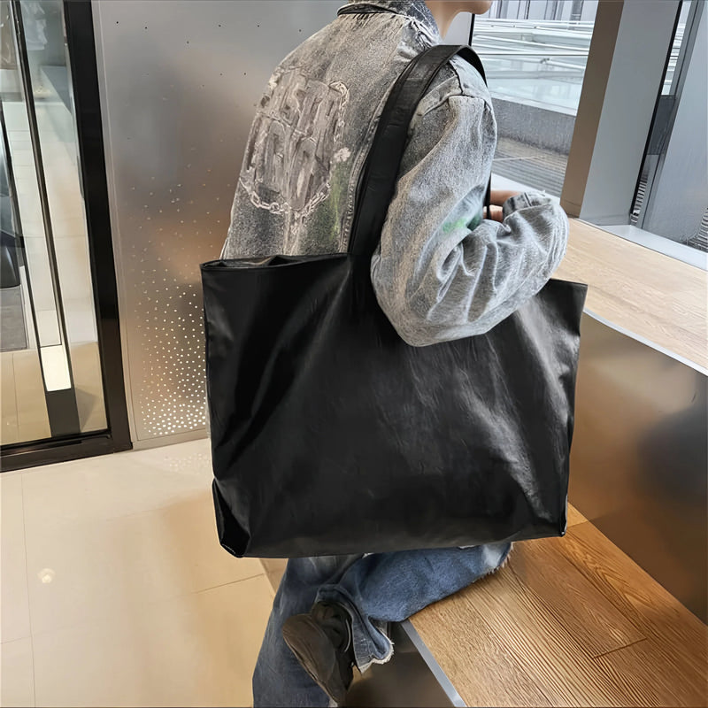 Damen Übergroße Weiche Schultertasche aus Leder
