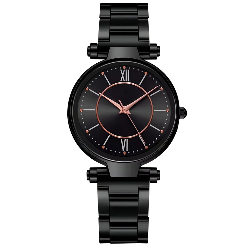 Damen Vielseitige Edelstahl Quarz Uhr