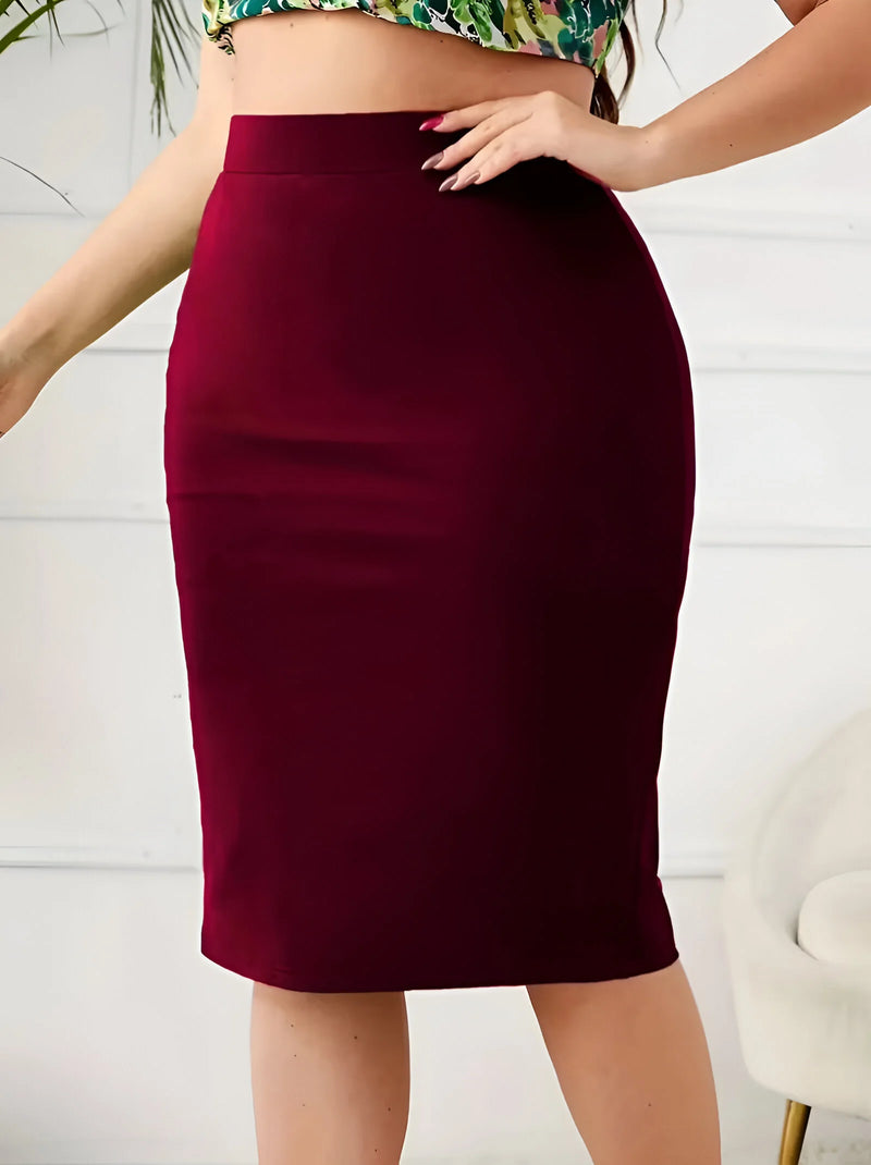 Damen Casual High-Waist Schlitzrock