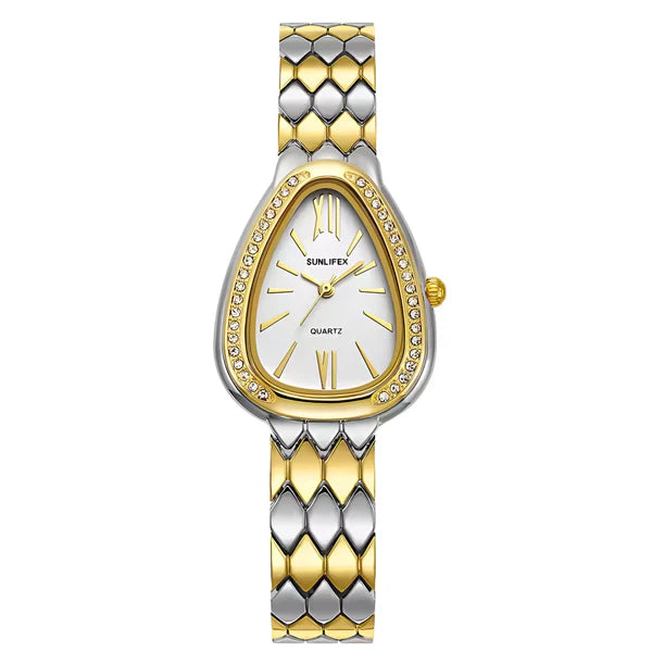 Kristall-Akzent Oval Armband Uhr