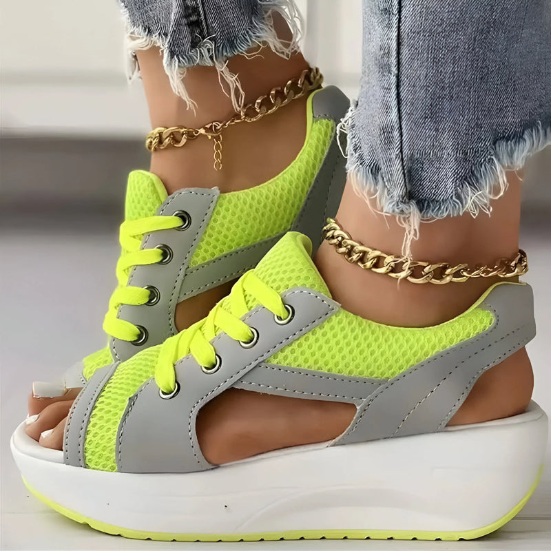 Damen Schnür-Platform Muffin Sandalen