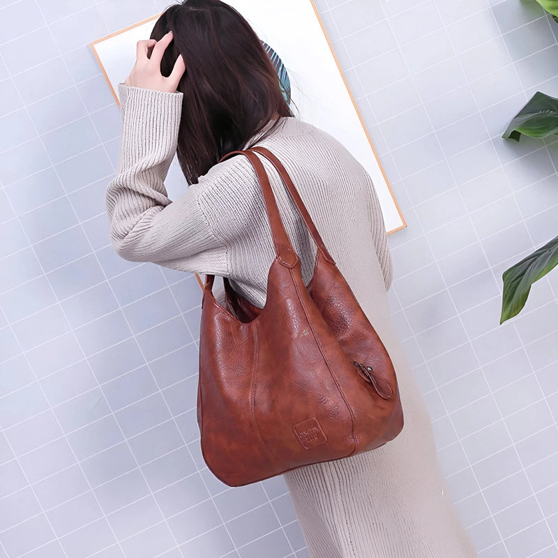 Damen Trendige Vintage-Schultertasche aus Leder