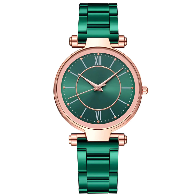 Damen Vielseitige Edelstahl Quarz Uhr