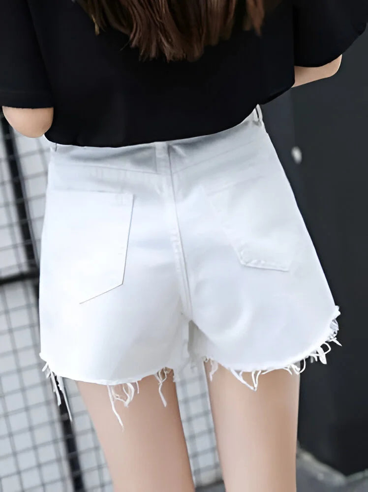 Trendige High-Waist Lässige Ripped Jeans Shorts