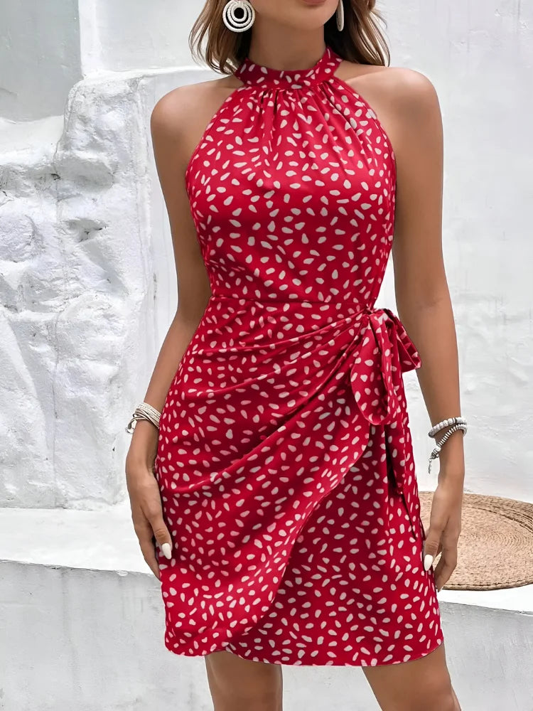 Ärmelloses Minikleid mit Polka-Dot-Muster