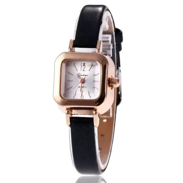 Quadrat Zifferblatt Lederarmband Uhr